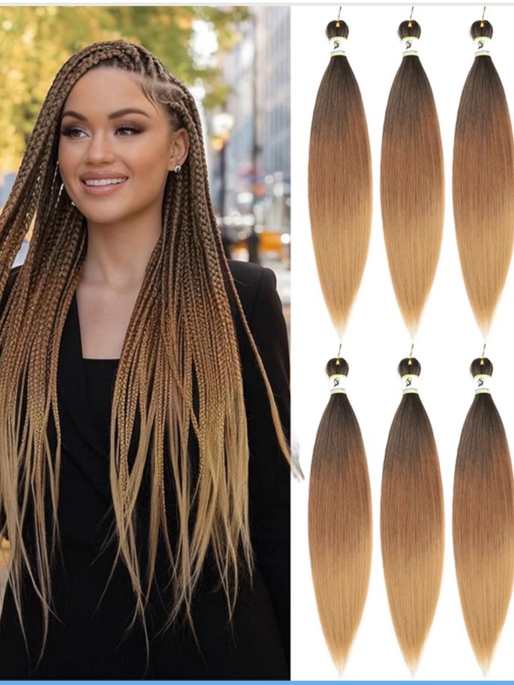 Nescorner Boho Braiding Hair Brown Blonde Ombre 30โ 8 Packs